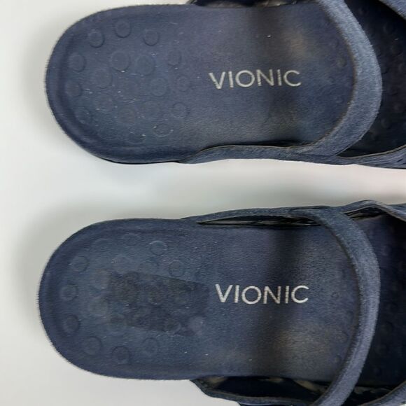 Vionic Lidia Suede Slip On Lasercut Mule Sandal Blue Size 7 - Picture 5 of 8
